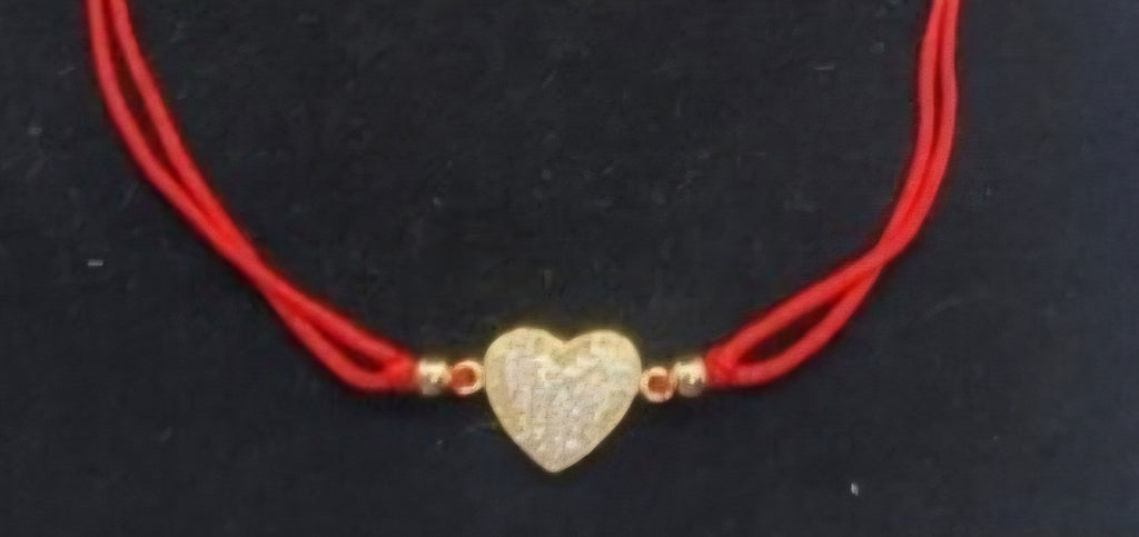 Adjustable Red String Bracelet with 925 Sterling Silver Heart Pendant