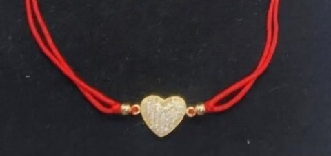 Adjustable Red String Bracelet with 925 Sterling Silver Heart Pendant