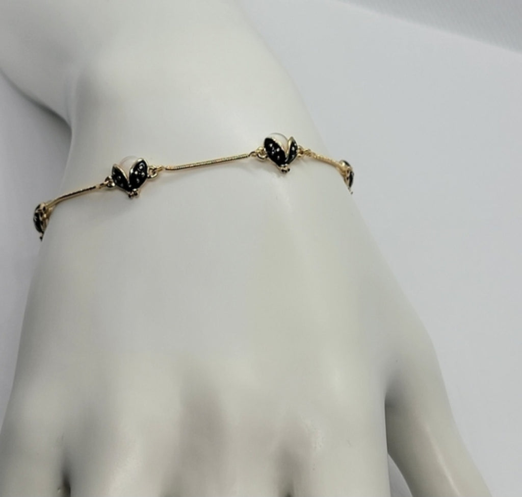 Golden Ladybug Charm Bracelet – 18K Gold-Plated