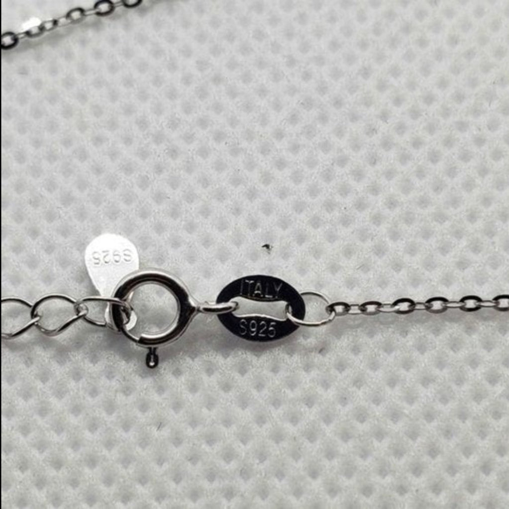 Brand New Sterling Silver 925 Heart w/ Cz stones Necklace
