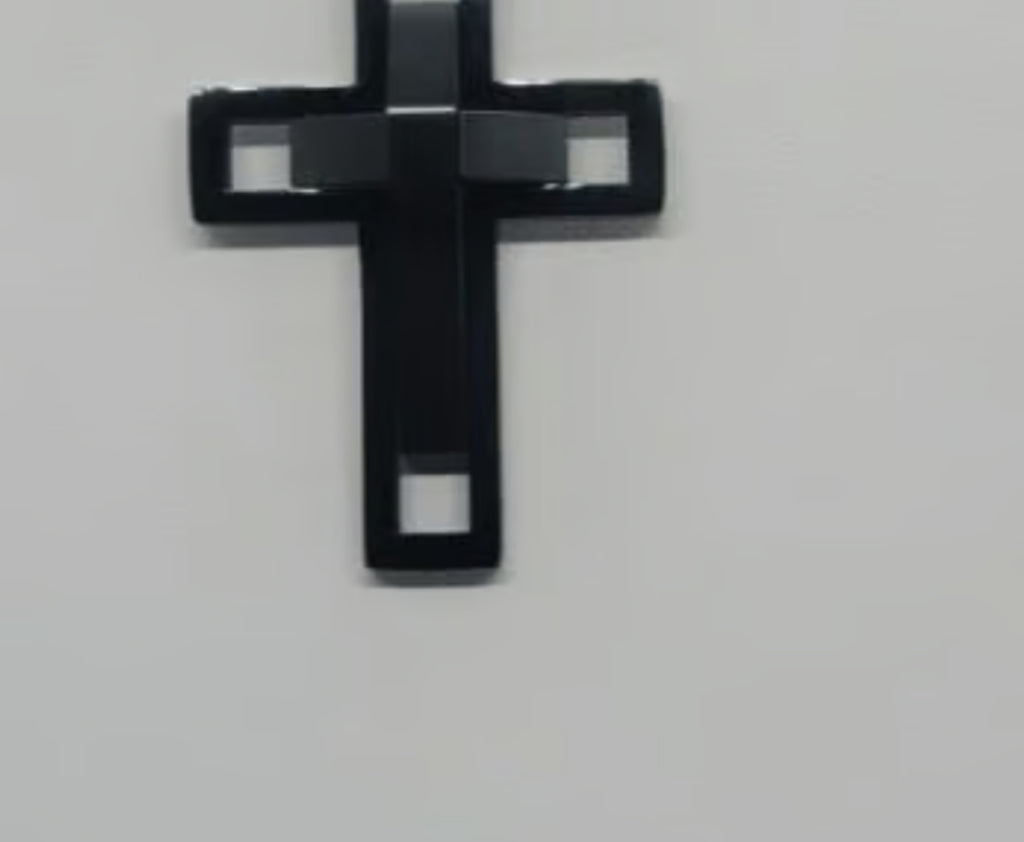 Brand New Black Stainless Steel Double Cross Necklace