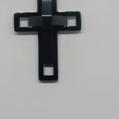 Brand New Black Stainless Steel Double Cross Necklace