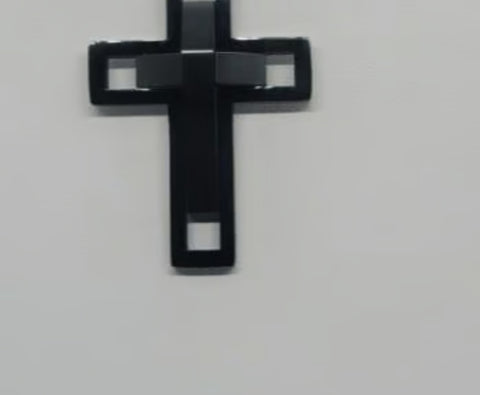 Brand New Black Stainless Steel Double Cross Necklace