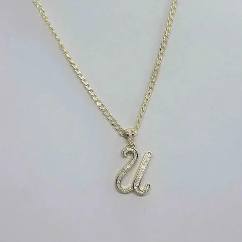 Brand New Sterling Silver 925 Letter U Necklace