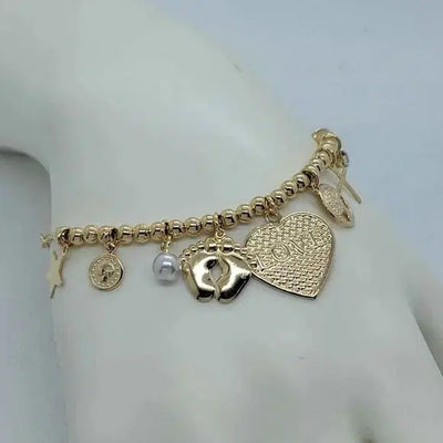 Brand New Brazilian 18k Gold Filled Multi Charms Bracelet