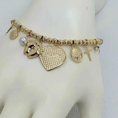 Brand New Brazilian 18k Gold Filled Multi Charms Bracelet