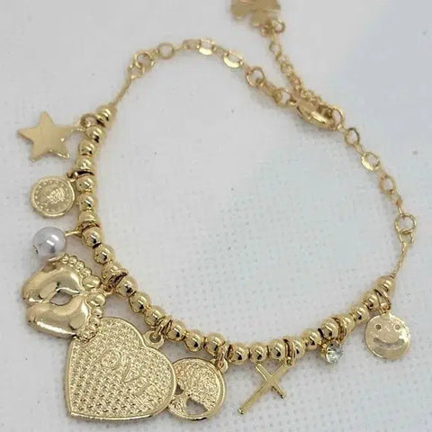 Brand New Brazilian 18k Gold Filled Multi Charms Bracelet