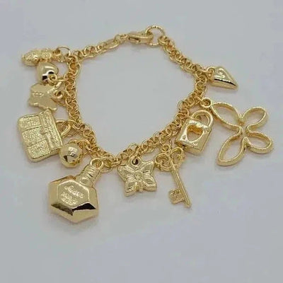 Brand New Brazilian 18k Gold Filled Multi Charms Bracelet