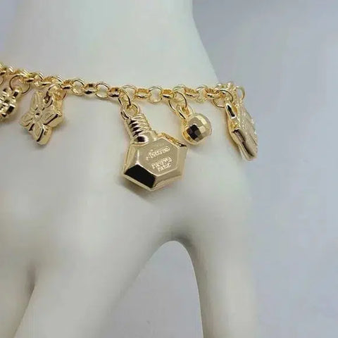 Brand New Brazilian 18k Gold Filled Multi Charms Bracelet