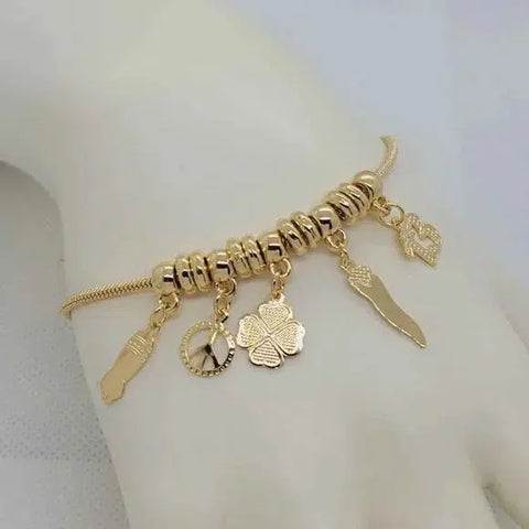 Brand New Brazilian 18k Gold Filled Multi Charms Bracelet