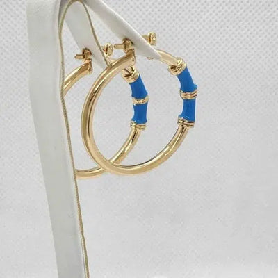 Brand New Brazilian 18k Gold Filled Beautiful Round Baby Blue Earrings