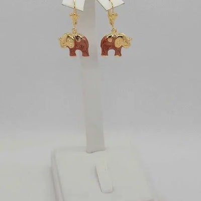 Brand New Brazilian 18k Gold Filled Brown Color Elephant Earrings