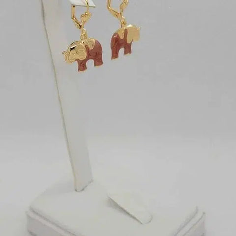 Brand New Brazilian 18k Gold Filled Brown Color Elephant Earrings