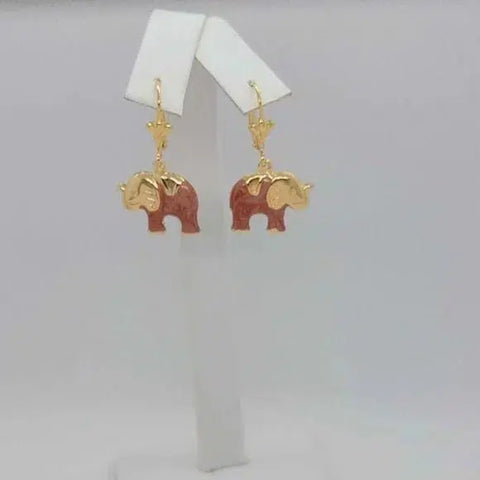 Brand New Brazilian 18k Gold Filled Brown Color Elephant Earrings