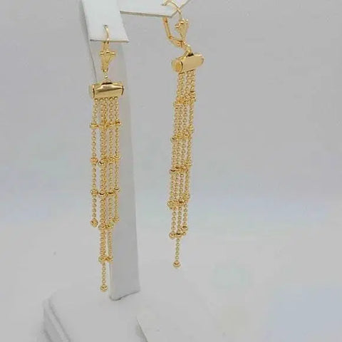 Brand New Brazilian 18k Gold Filled Beaded Dangle Earrings