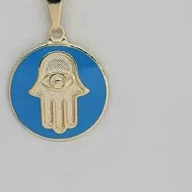 Brand NEW  Brazilian 18k Gold Filled Hamsa with baby blue Necklace