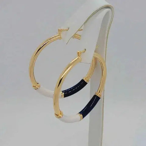 Brand New Brazilian 18k Gold Filled Blue/white Hoops