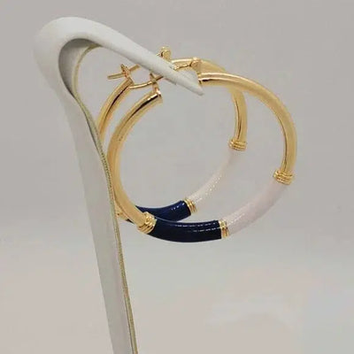 Brand New Brazilian 18k Gold Filled Blue/white Hoops