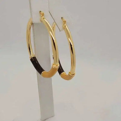 Brand New Brazilian 18k Gold Filled Brown Hoops Earrings