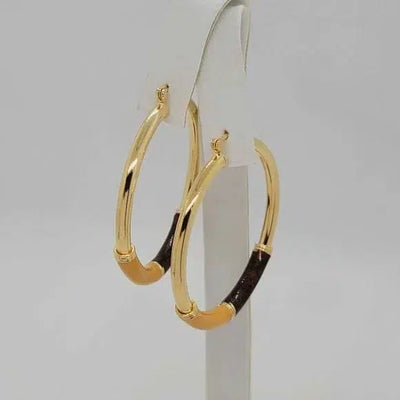 Brand New Brazilian 18k Gold Filled Brown Hoops Earrings