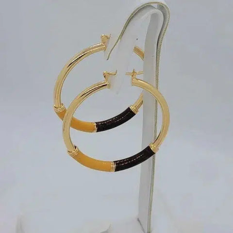 Brand New Brazilian 18k Gold Filled Brown Hoops Earrings