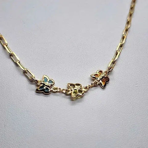 Brand New  Brazilian 18k Gold Filled Multi Butterflies Necklace