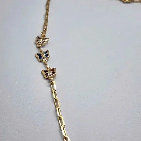 Brand New  Brazilian 18k Gold Filled Multi Butterflies Necklace