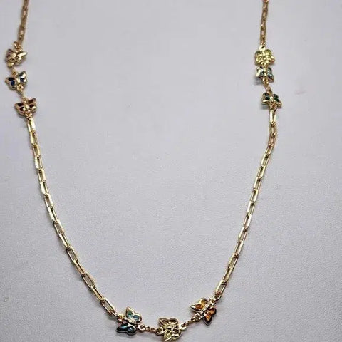 Brand New  Brazilian 18k Gold Filled Multi Butterflies Necklace