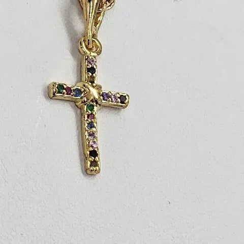 Brand New  Brazilian 18k Gold Filled Multi color cross Necklace