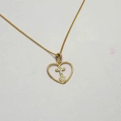 Brand New  Brazilian 18k Gold Filled Heart with Cross Necklace