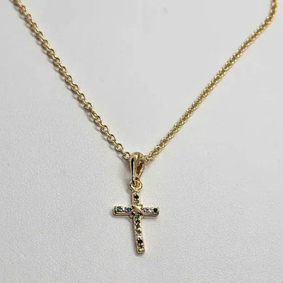 Brand New  Brazilian 18k Gold Filled Multi color cross Necklace