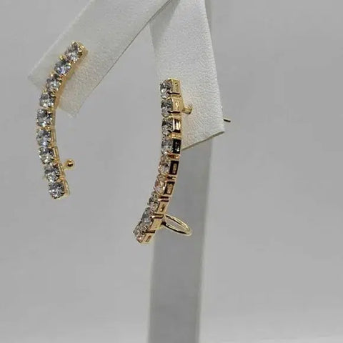 Brand New Brazilian 18k Gold Filled Ear Cuff Earrings With Cubic Zirconia Stones