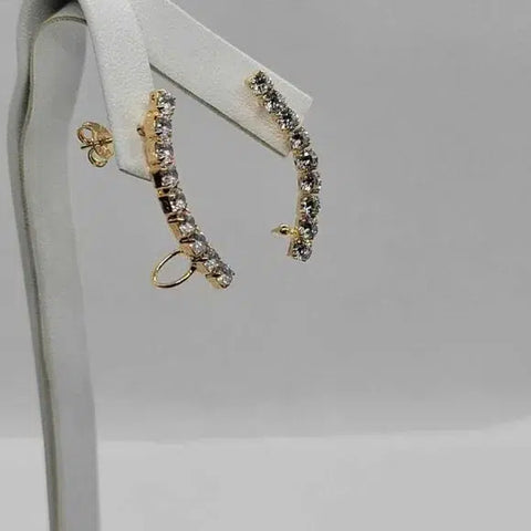 Brand New Brazilian 18k Gold Filled Ear Cuff Earrings With Cubic Zirconia Stones