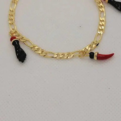 Brand New Brazilian 18k Gold Filled Figa Hand and Pepper Bracelet