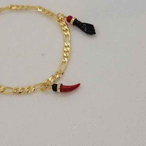 Brand New Brazilian 18k Gold Filled Figa Hand and Pepper Bracelet