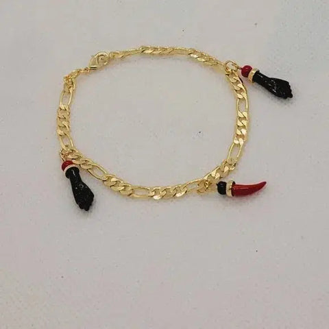 Brand New Brazilian 18k Gold Filled Figa Hand and Pepper Bracelet