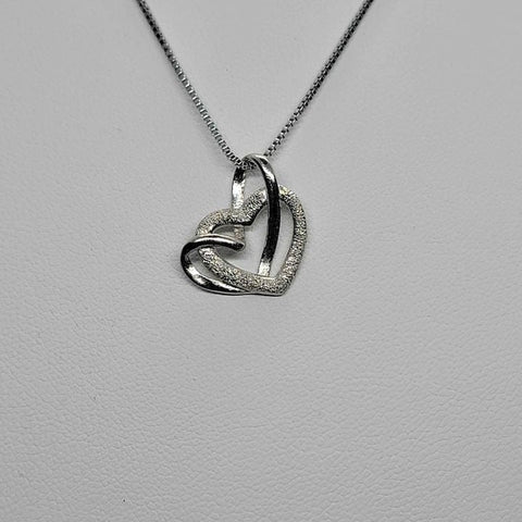 Brand Ne w Sterling Silver 925 Double Heart Necklace