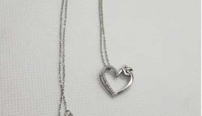 Brand New Sterling Silver 925 Heart w/ Cz stones Necklace