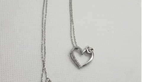 Brand New Sterling Silver 925 Heart w/ Cz stones Necklace