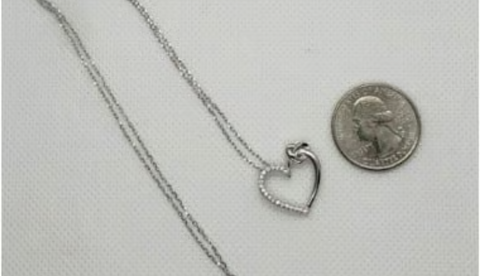 Brand New Sterling Silver 925 Heart w/ Cz stones Necklace