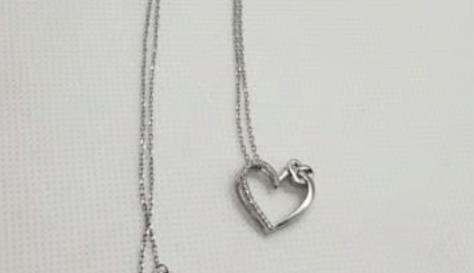 Brand New Sterling Silver 925 Heart w/ Cz stones Necklace