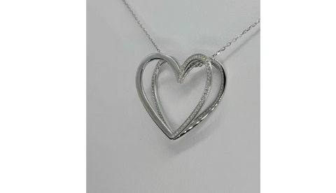 Brand New Sterling Silver 925 Heart Zirconia stones Necklace