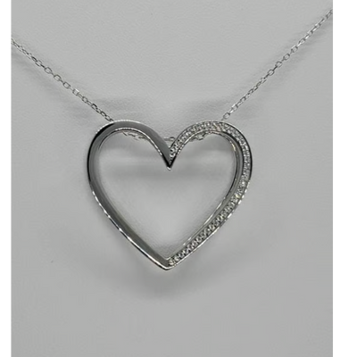 Brand New Sterling Silver 925 Heart Zirconia stones Necklace