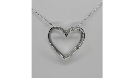 Brand New Sterling Silver 925 Heart Zirconia stones Necklace