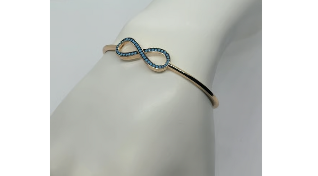 18K Gold-Plated Bracelet | Blue Enamel Infinity Design | Brand New