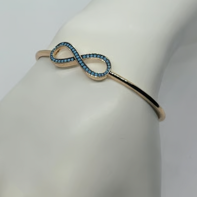 18K Gold-Plated Bracelet | Blue Enamel Infinity Design | Brand New
