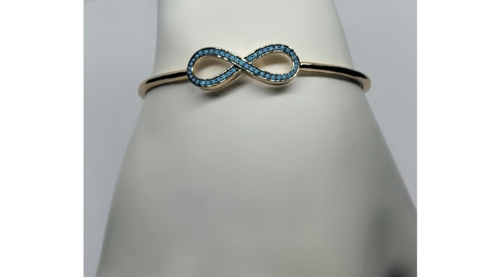 18K Gold-Plated Bracelet | Blue Enamel Infinity Design | Brand New