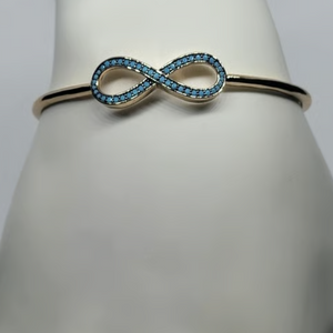 18K Gold-Plated Bracelet | Blue Enamel Infinity Design | Brand New