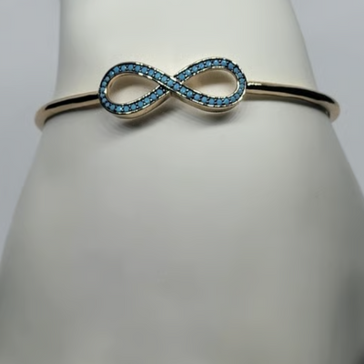 18K Gold-Plated Bracelet | Blue Enamel Infinity Design | Brand New