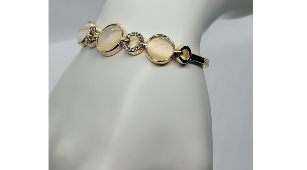 Brand New 18K Gold-Plated White Opal Bracelet | Elegant Design